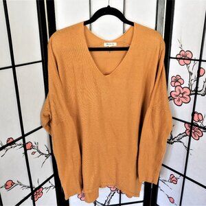Miracle Light Orange V Neck Sweater Size Large